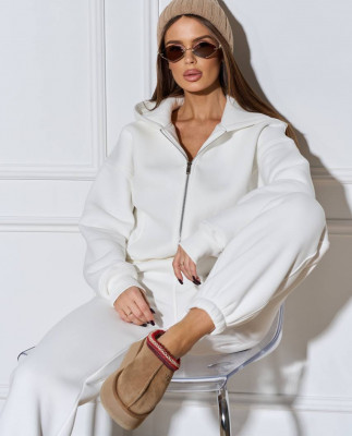 0705 спортивний костюм на флісі кофта на блискавці з капюшоном зі штанами на резинці